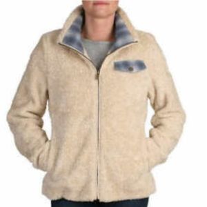 Pendleton fuzzy zip women's jacket size small beige Heather
